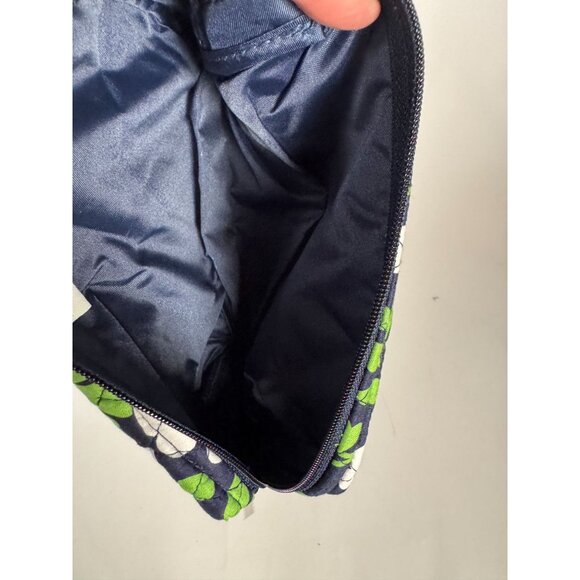 Vera Bradley Medium Cosmetic Bag In Navy & Green Floral Pattern - Picture 11 of 15